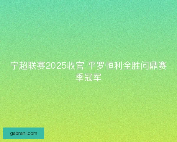 宁超联赛2025收官 平罗恒利全胜问鼎赛季冠军